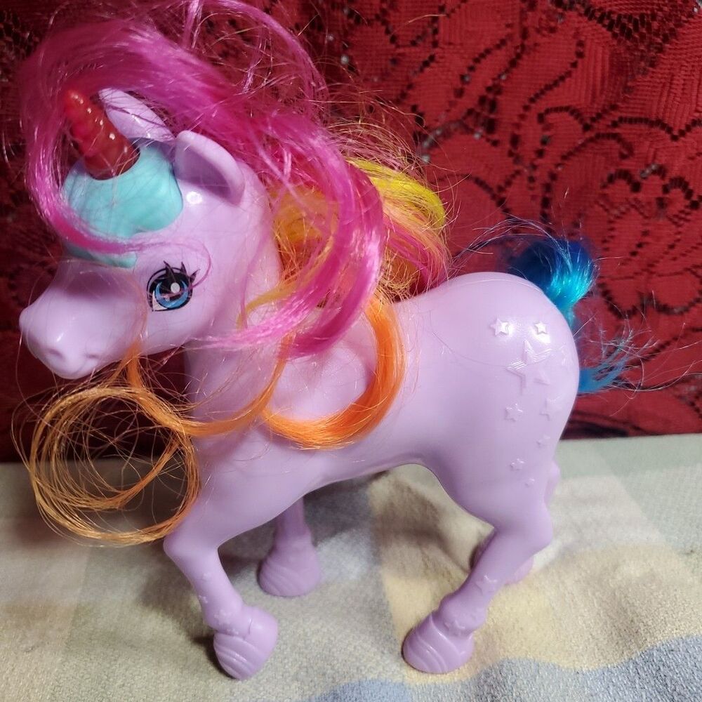 Barbie Unicorn Toy Kids Purple Rainbow Hair Star Details 3123HR Fantasy Pony